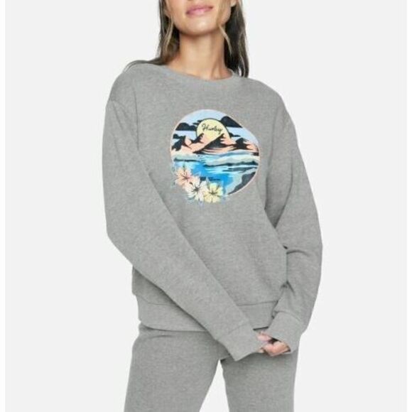 Hurley 3HJ5070755 Women's Sz S Gray Heather May Girlfriend Crew Neck Sweatshirt - Picture 7 of 8